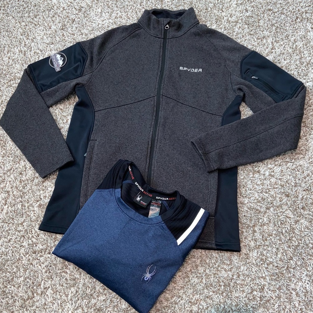 SPYDER Active Wear Lot Of 2ea Outdoor Zip Up & Blue Lightweight Sweater Size Med